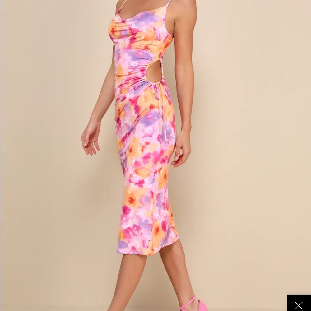 Lulu's Vibrant Floral Midi Dress